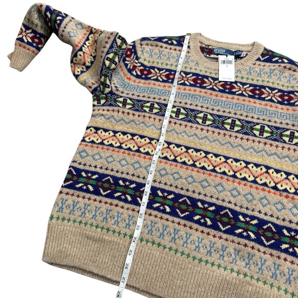 Polo Ralph Lauren Fair Isle Jacquard Wool Alpaca Holiday Sweater Sportsman L - Picture 10 of 13